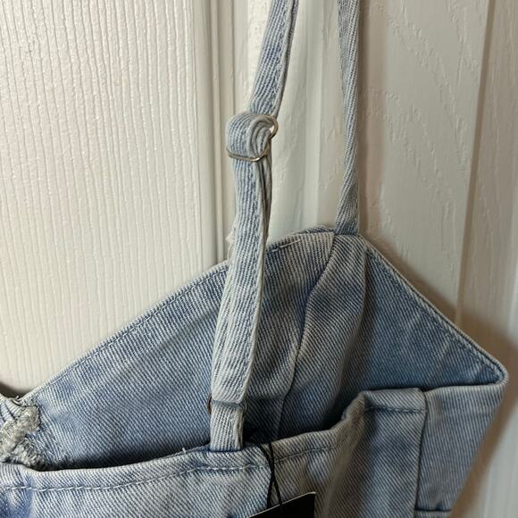 Pretty Little Thing Light Blue Corset Panel Denim Mini Dress NWT Size 6 - Picture 6 of 11
